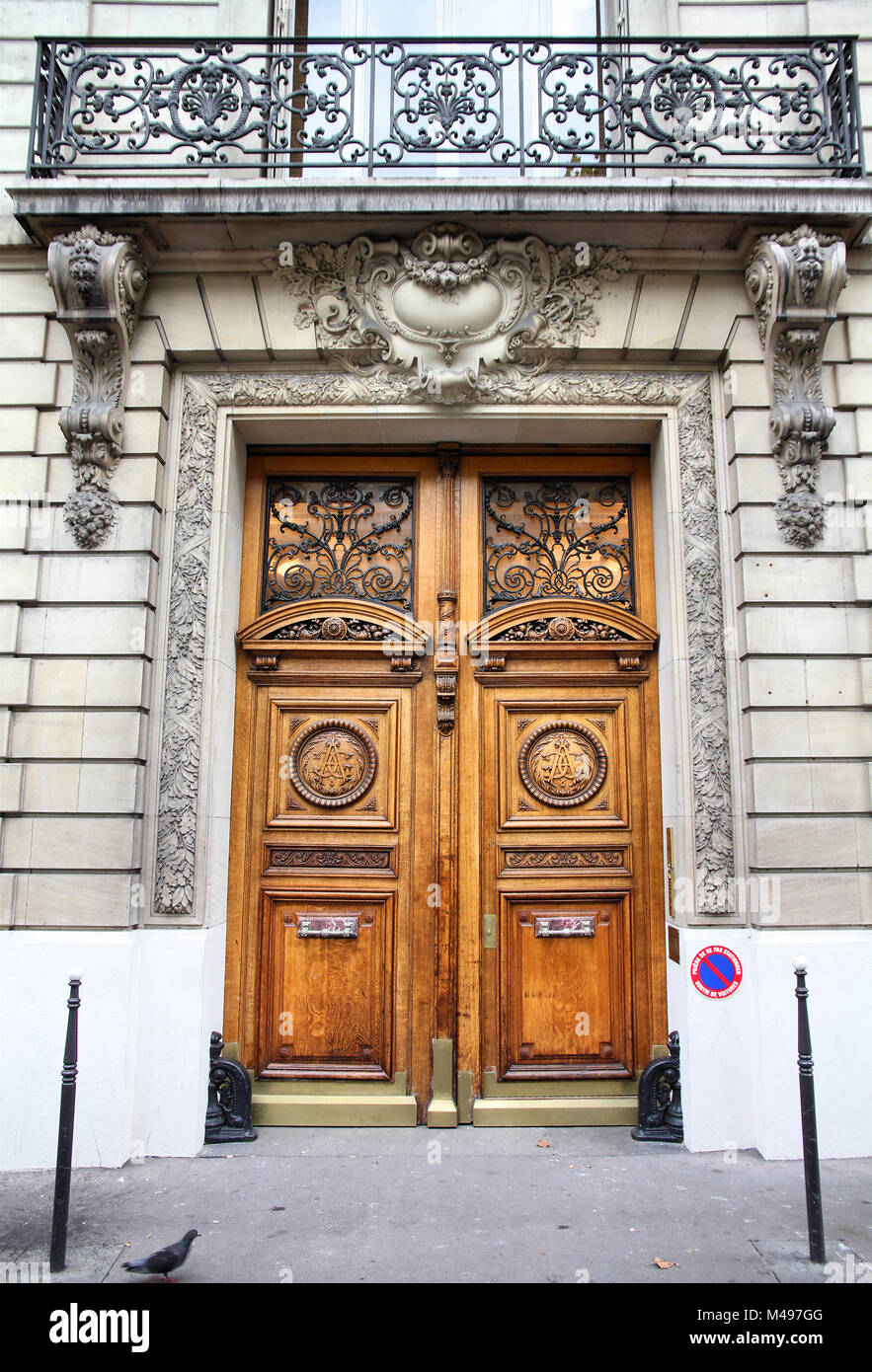 Paris France Typical Old Apartment Building Wooden Door