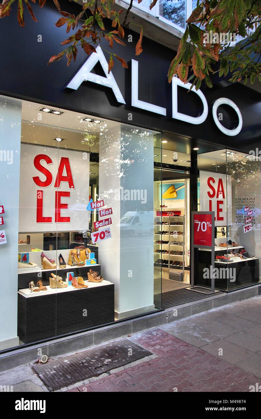 SOFIA, BULGARIA - AUGUST 17: Aldo footwear store on August 17, 2012 Sofia, Bulgaria. Aldo has stores in countries. It exists since 1966 Stock Photo - Alamy
