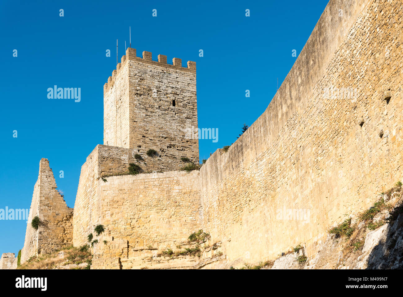 Tower of the Castello di Lombardia in Enna, Sicily Stock Photo