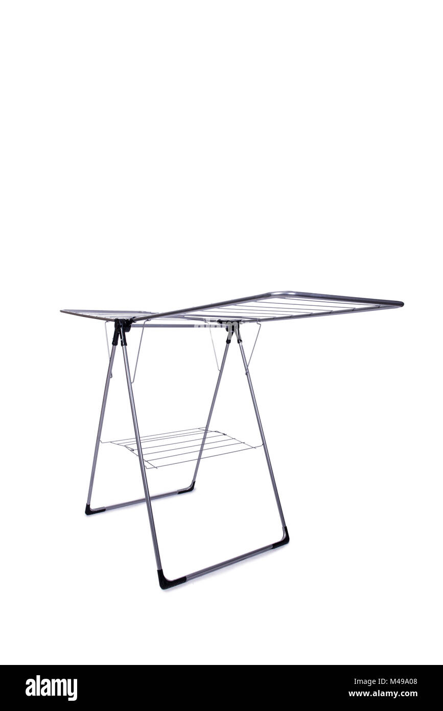 Collapsible clotheshorse isolated on the white background Stock Photo ...