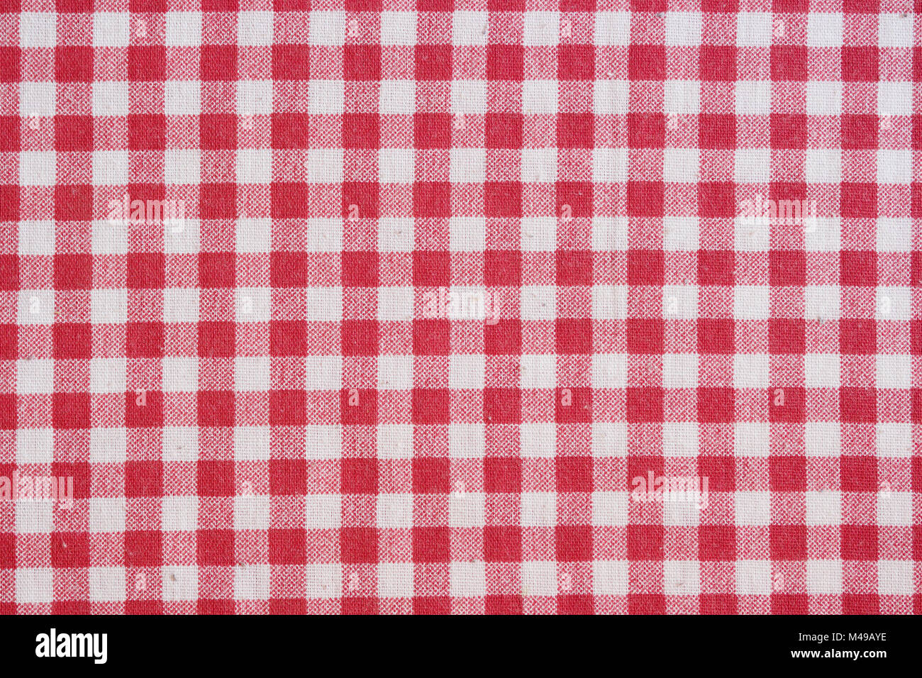 Red picnic tablecloth background. Red and white checkered fabric