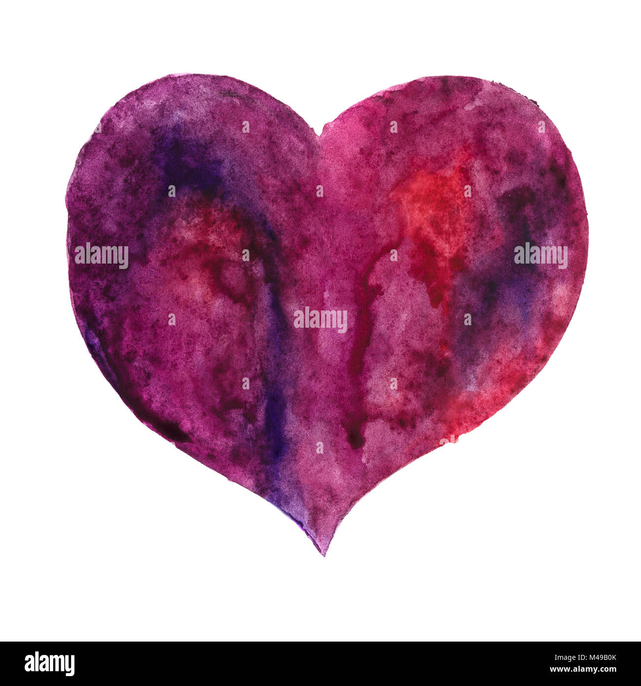 Hand drawn watercolor picture of a heart. Heart isolated on white Stock ...