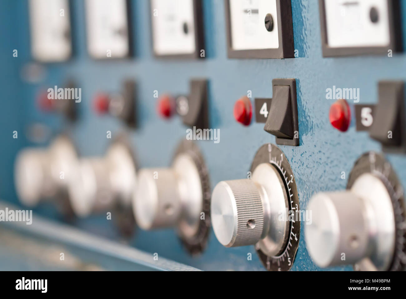Instrument panel with circuit breakers and switches Stock Photo Alamy