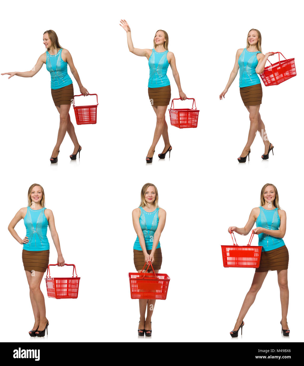 Composite photo of woman with shopping basket Stock Photo - Alamy