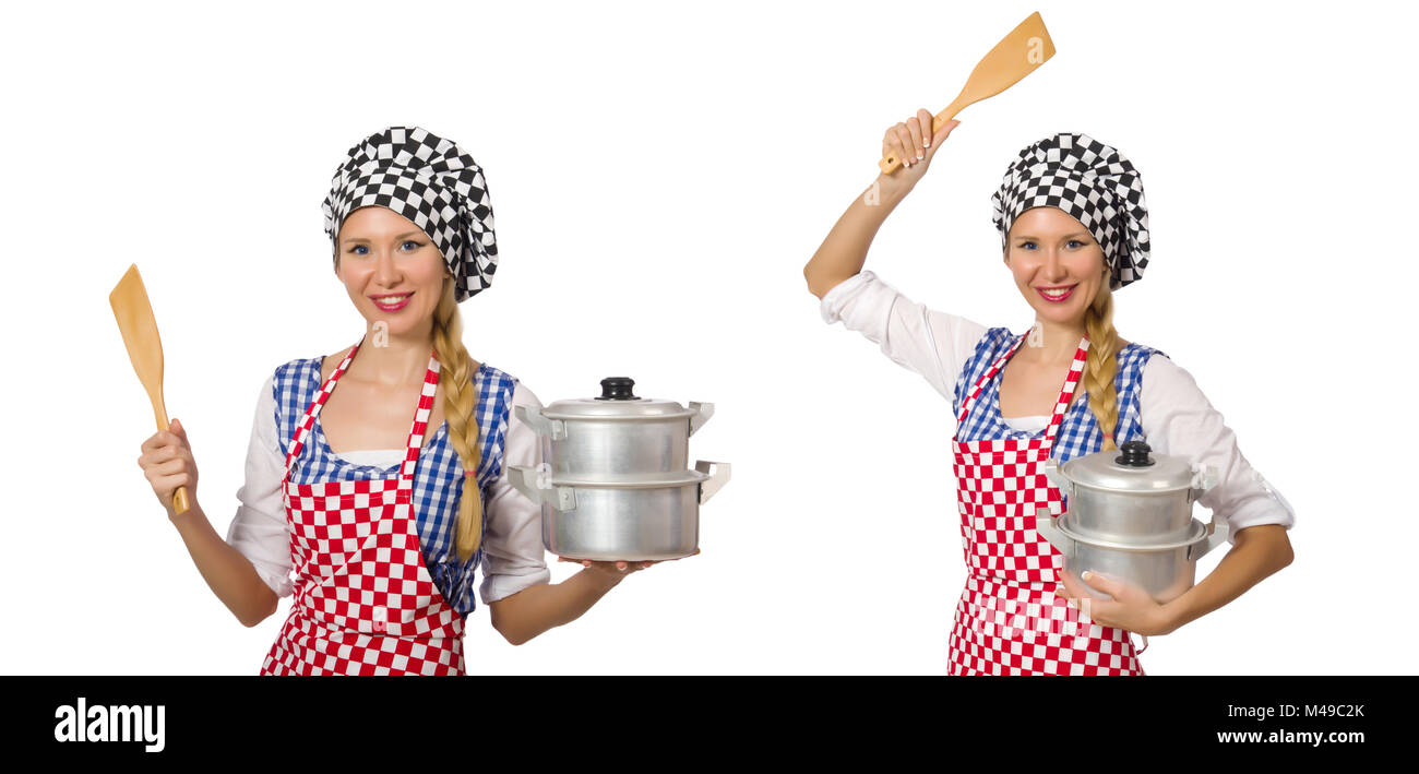 Woman cook isolated on the white background Stock Photo - Alamy