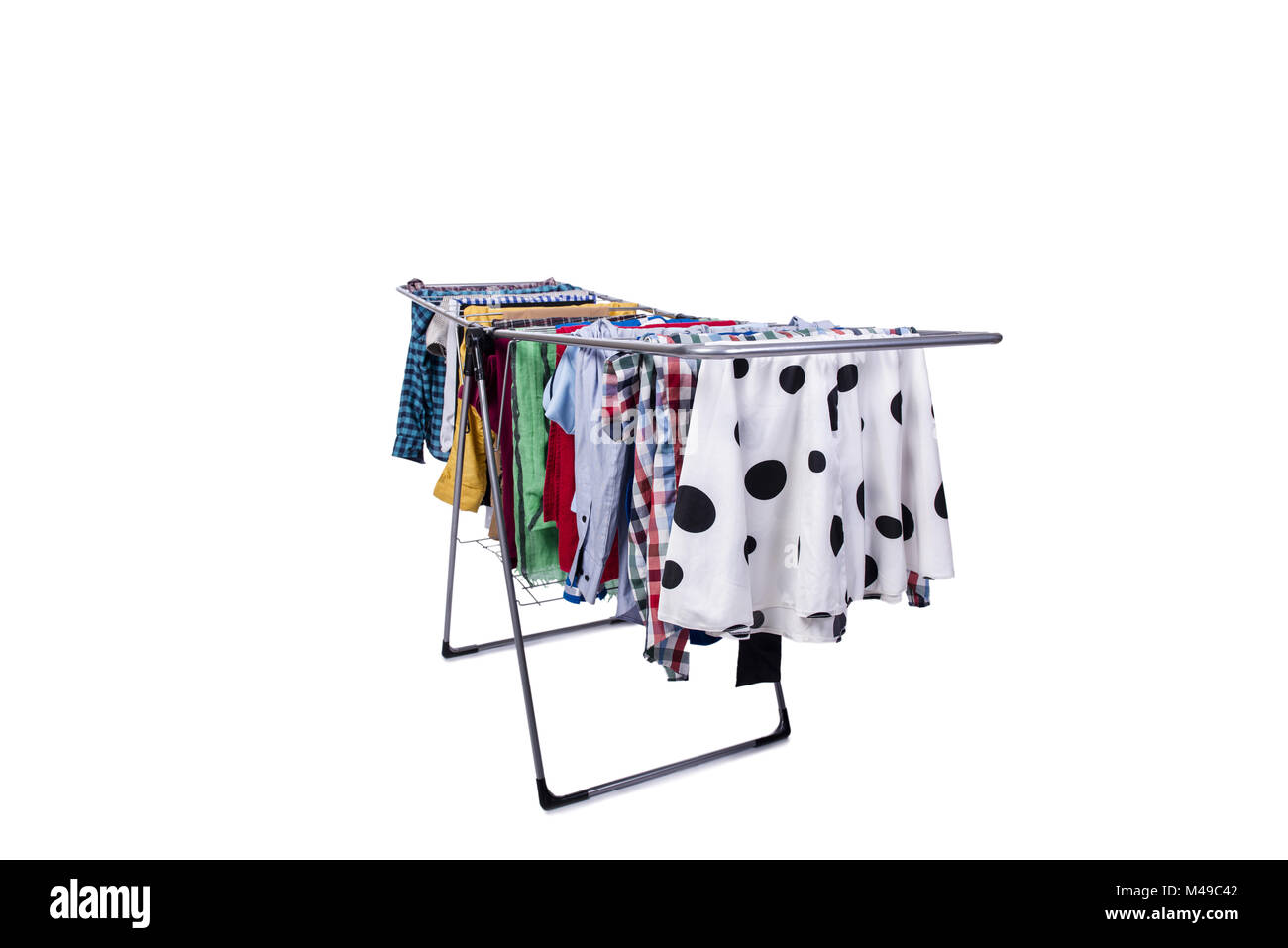 Collapsible clotheshorse isolated on the white background Stock Photo ...