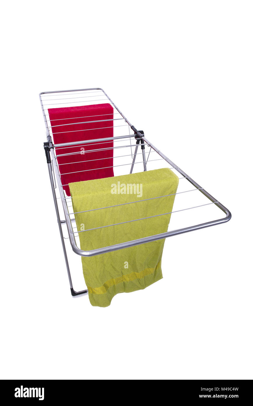 Collapsible clotheshorse isolated on the white background Stock Photo ...