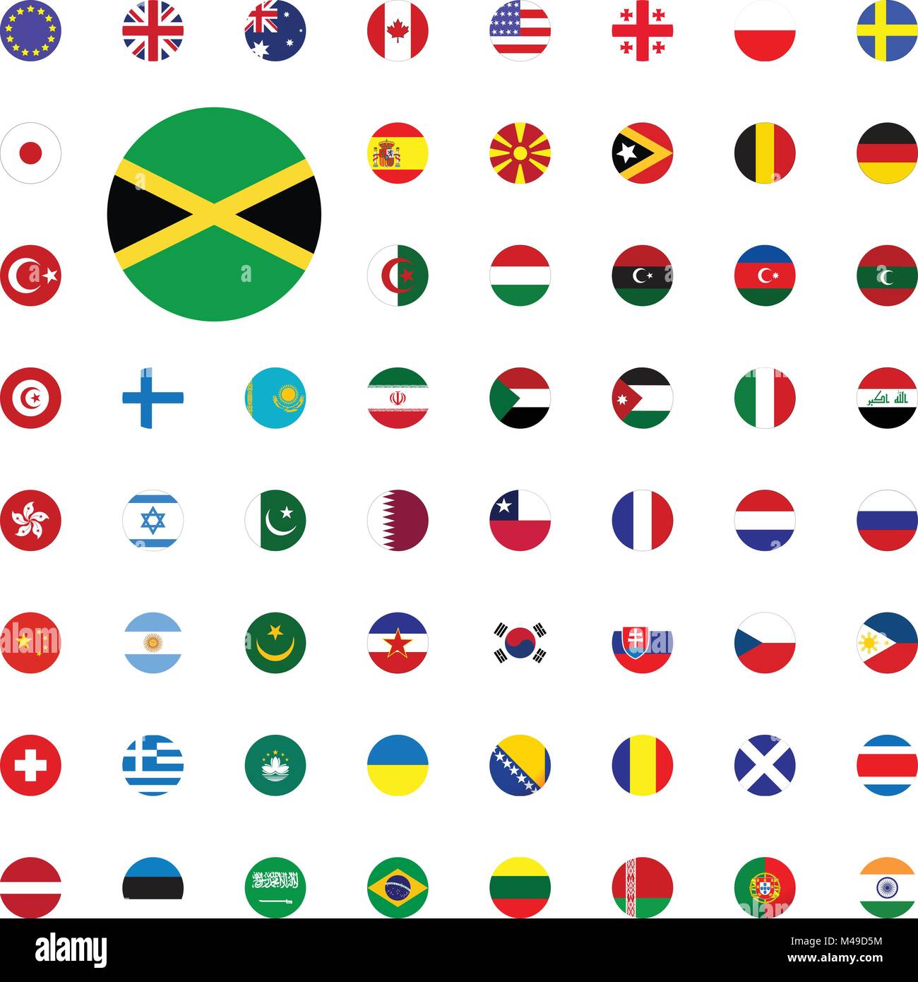 Jamaica round flag icon. Round World Flags Vector illustration Icons