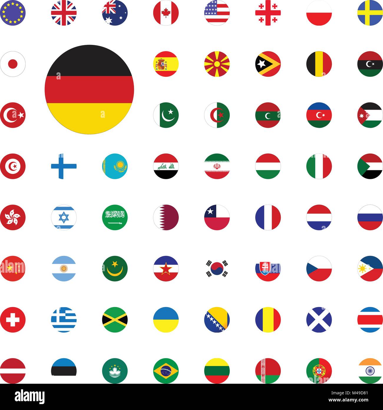 Germany round flag icon. Round World Flags Vector illustration Icons