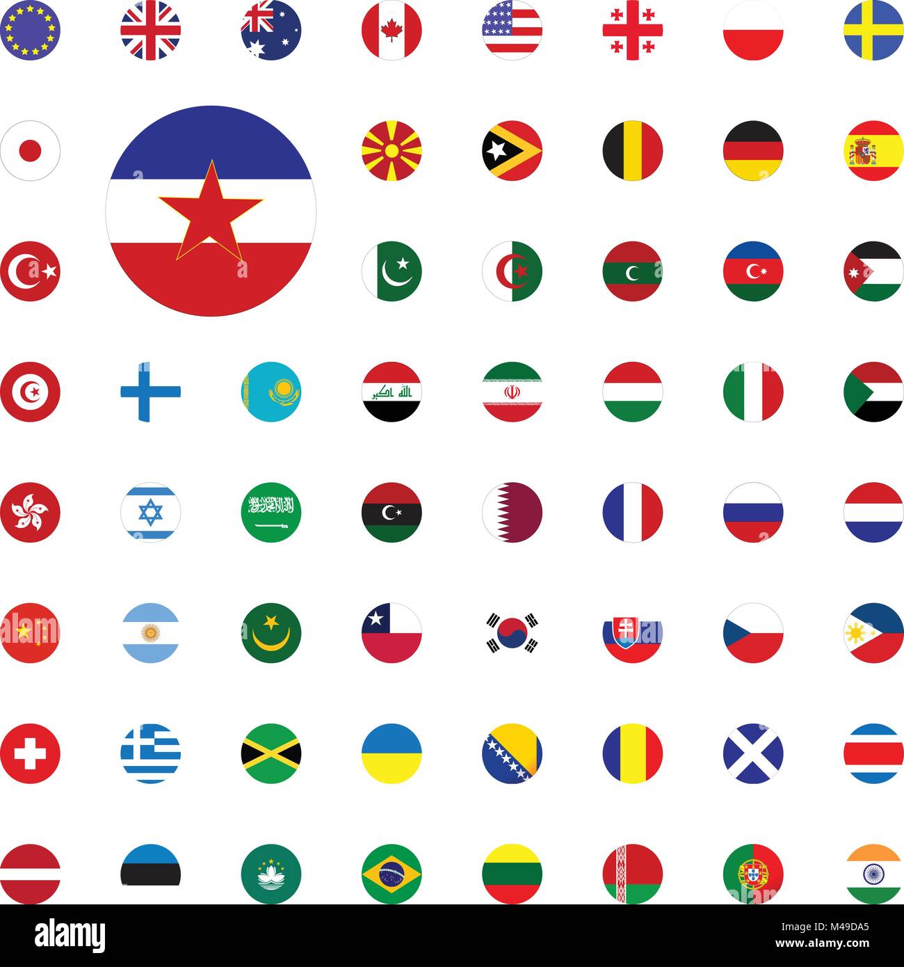 Yugoslavia round flag icon. Round World Flags Vector illustration Icons
