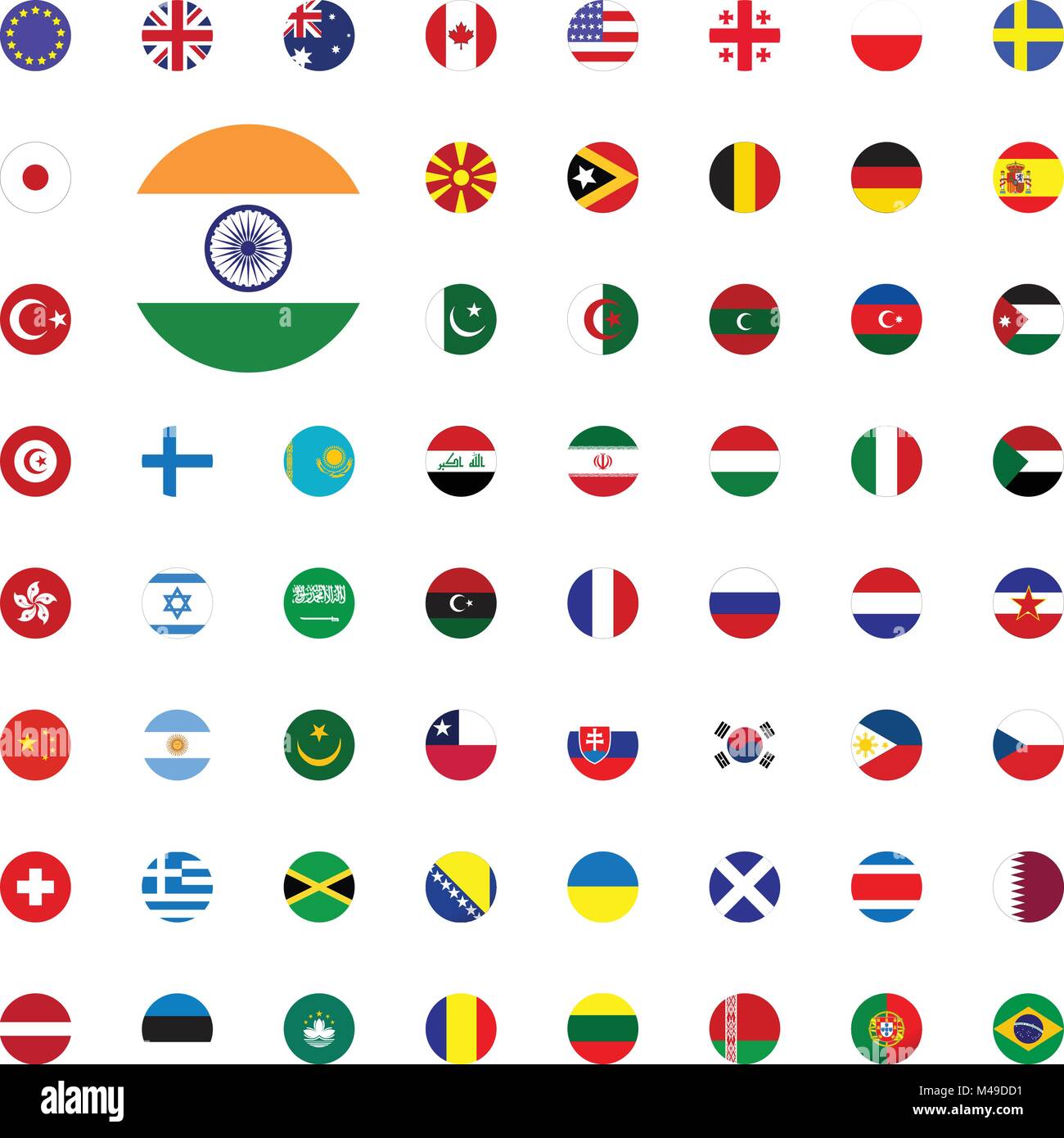 India Round Flag Icon Round World Flags Vector Illustration Icons Set Stock Vector Image And Art 