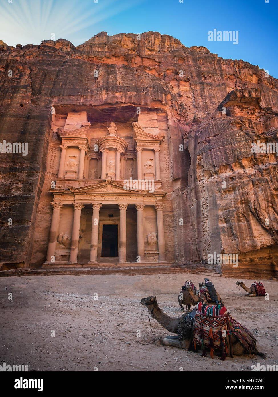 The Shrine in Petra seen from the gorge, Jordan Stock Photo