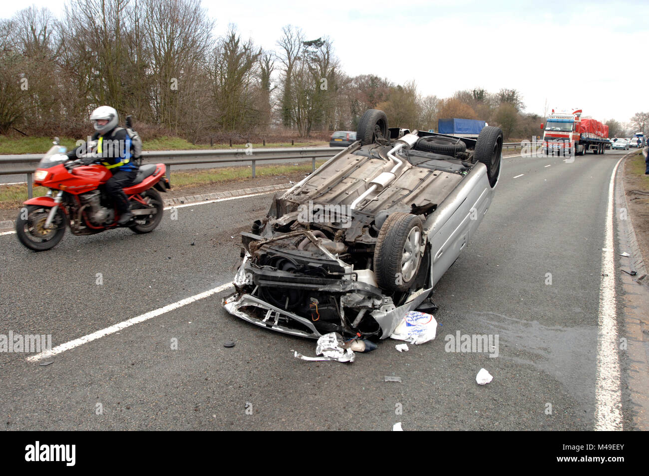 Car Crash on A404 near A4130 exit , Maidenhead , Berkshire , UK . 09 ...