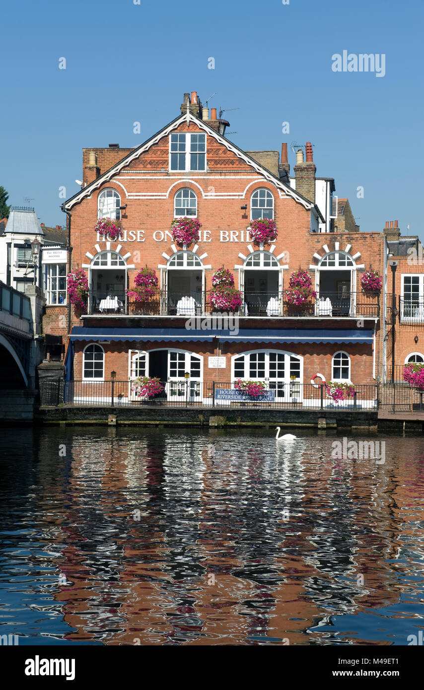 The House on The Bridge restuarant in Eton on the River Thames in Berkshire, England Stock Photo