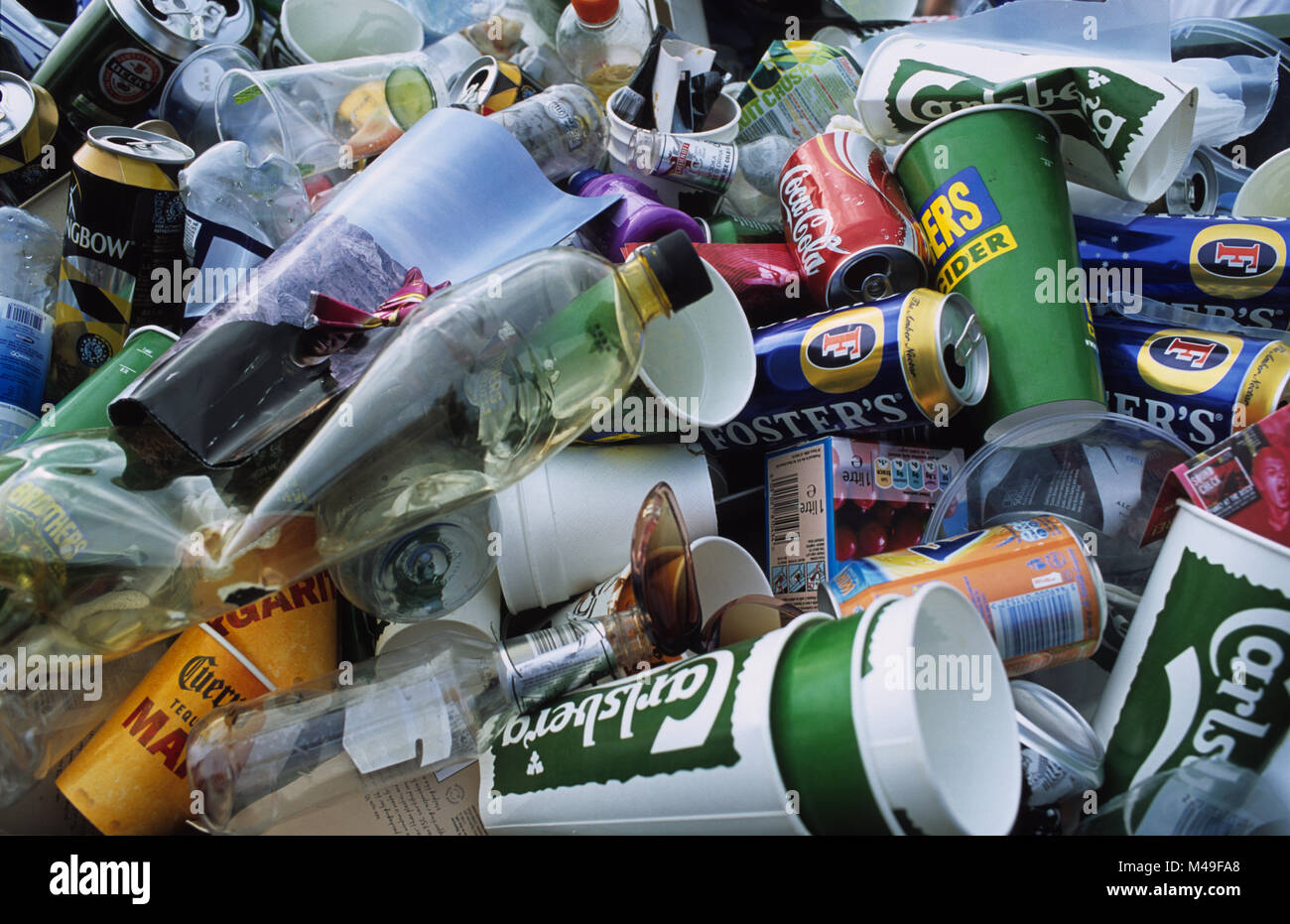 Rubbish bin at the Guilfest music festival, July 2007 Stock Photo Alamy