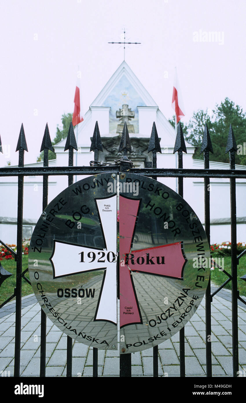 Gates of Polish War Cemetery in Ossow near Warsaw Poland. Cemetery and memorial for Poles who died during August 1920 in the Battle of Ossow, which wa Stock Photo