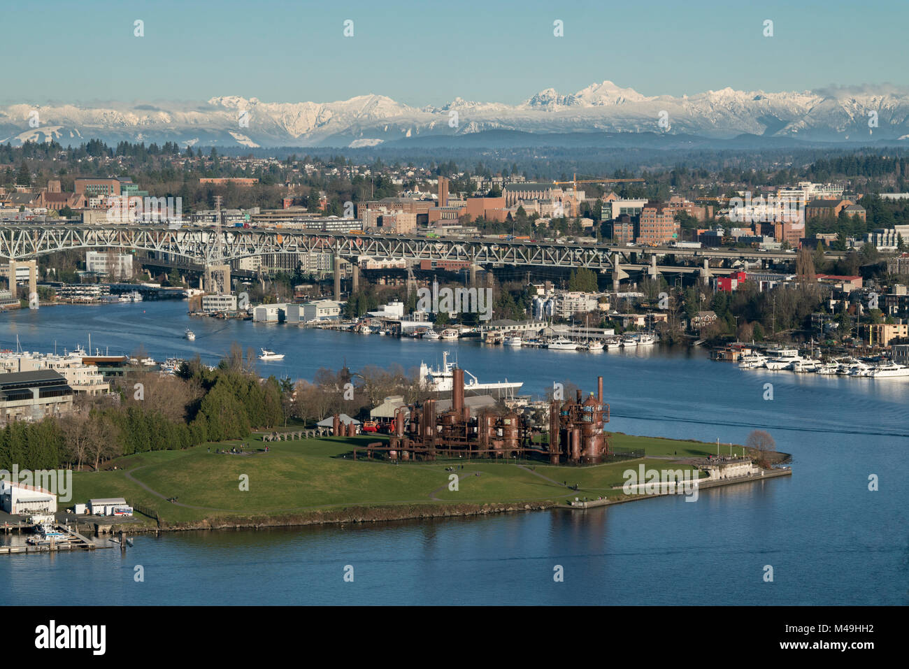 Gas Works Park, Lake Union and the University of Washington, Seattle, Washington Stock Photo