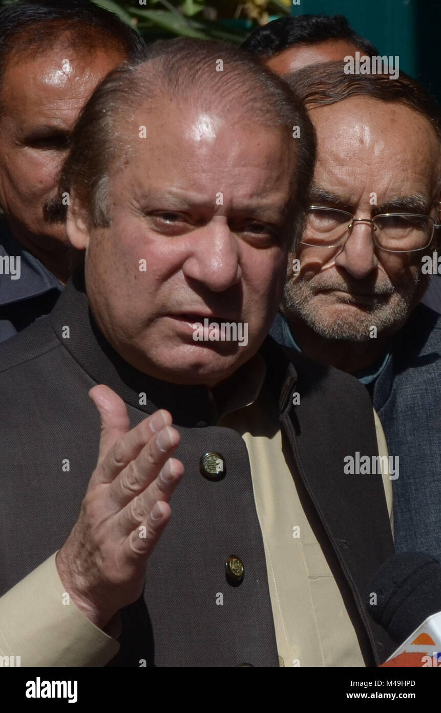Lahore, Pakistan. 15th Feb, 2018. Pakistani Former Prime Minister Nawaz ...