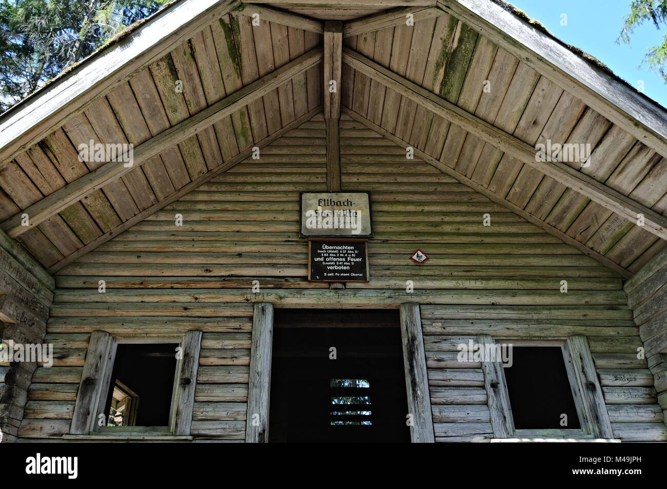 Hipped roof Ellbach lake hut Kniebis Freudenstadt Black Forest Germany Stock Photo