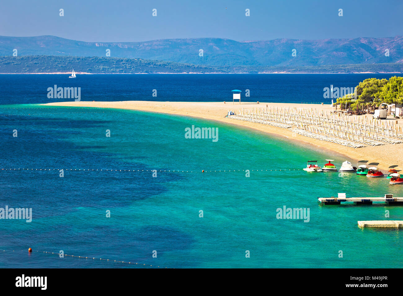 Zlatni Rat famous turquoise beach view Stock Photo