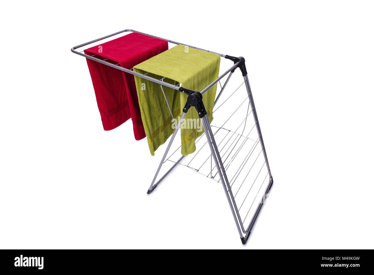 Collapsible clotheshorse isolated on the white background Stock Photo ...