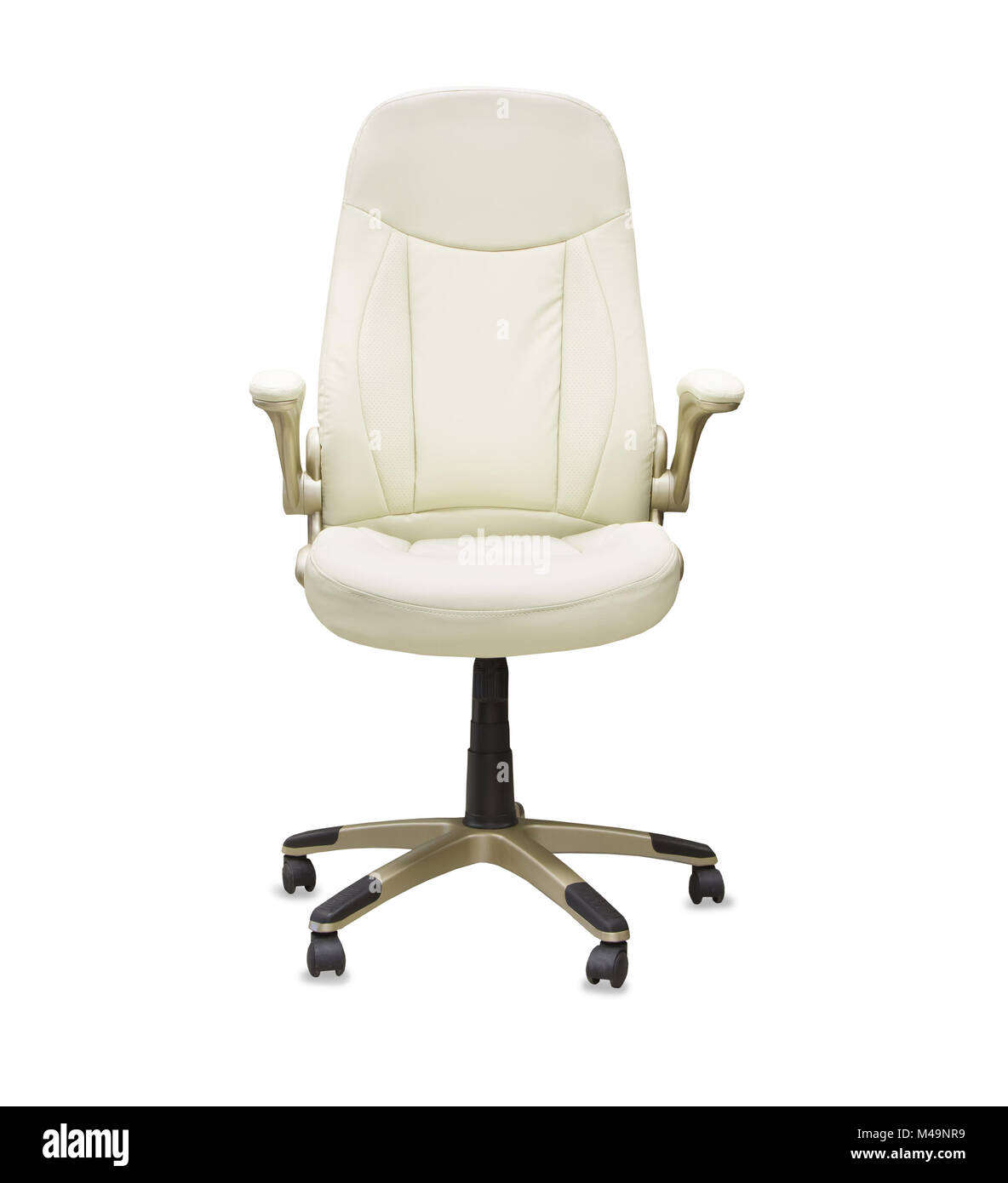 Office chair from white leather isolated Stock Photo Alamy