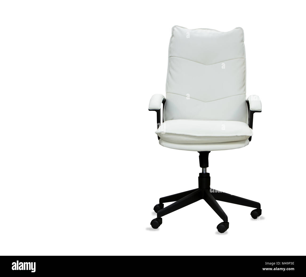 Office chair from white leather isolated Stock Photo Alamy