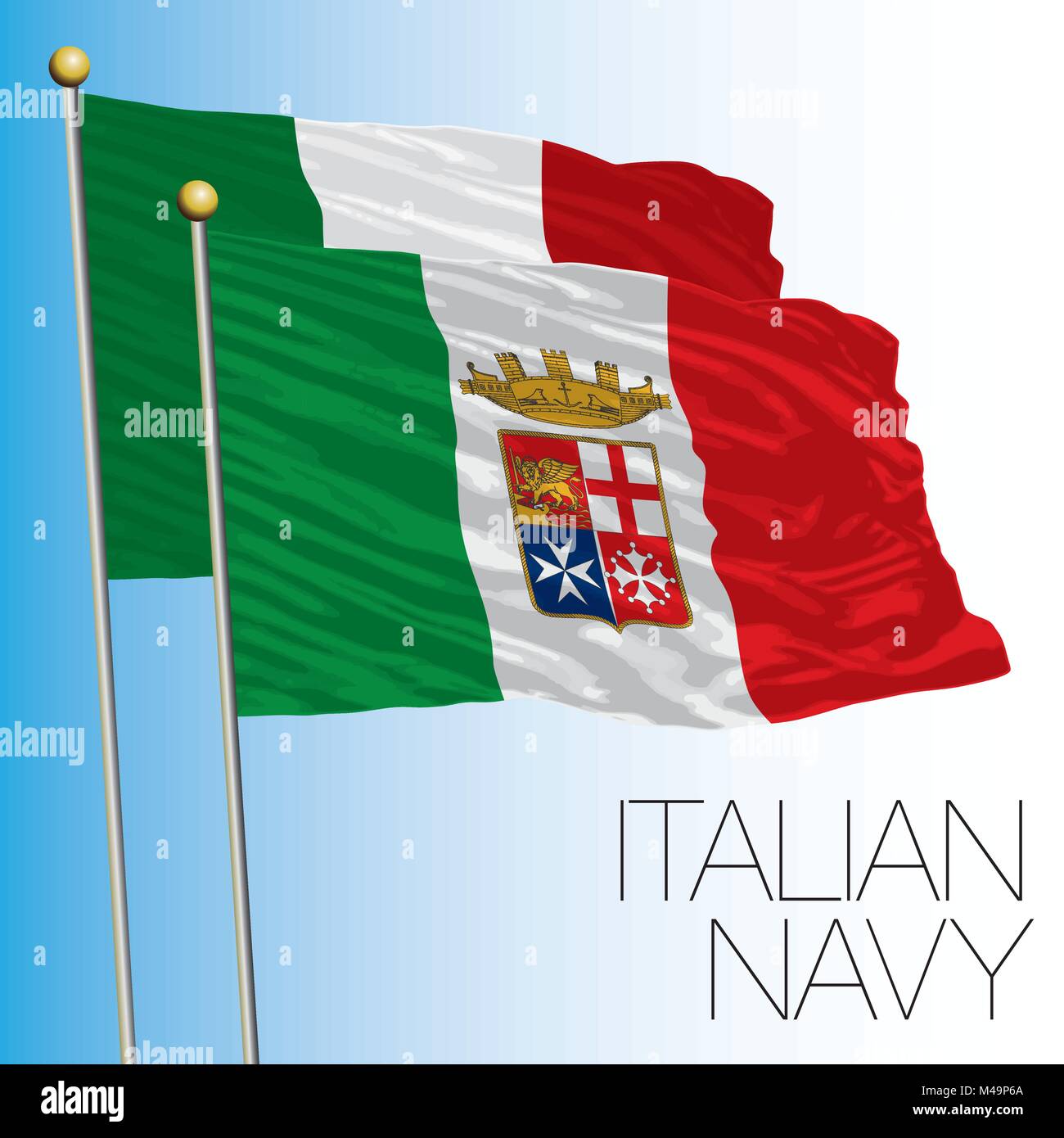 Italian Navy flag, Marina Militare, Italy Stock Vector