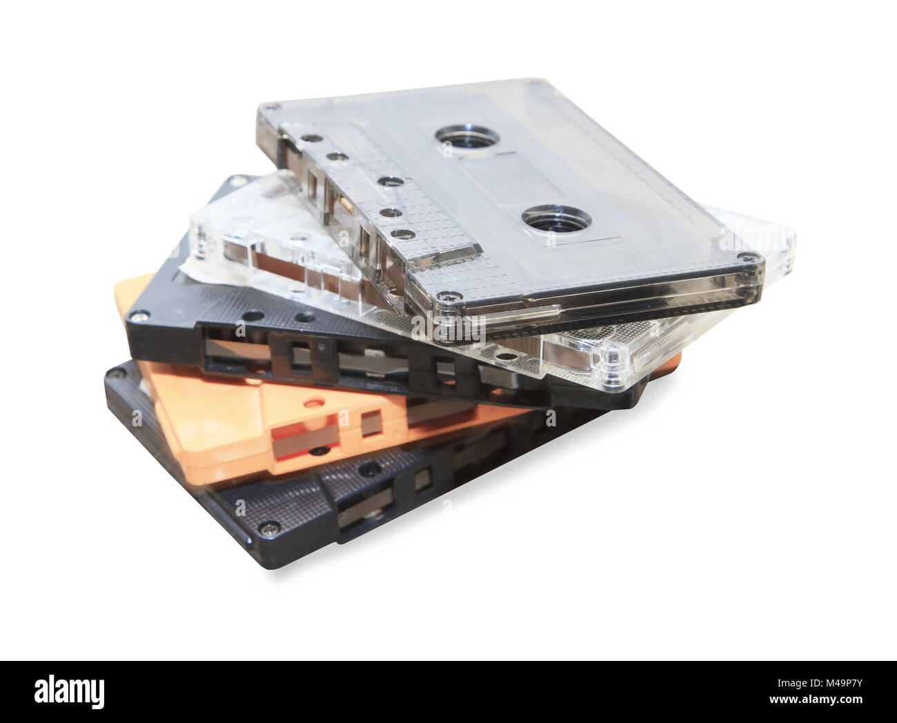 group of Old cassette tapes on white background Stock Photo Alamy