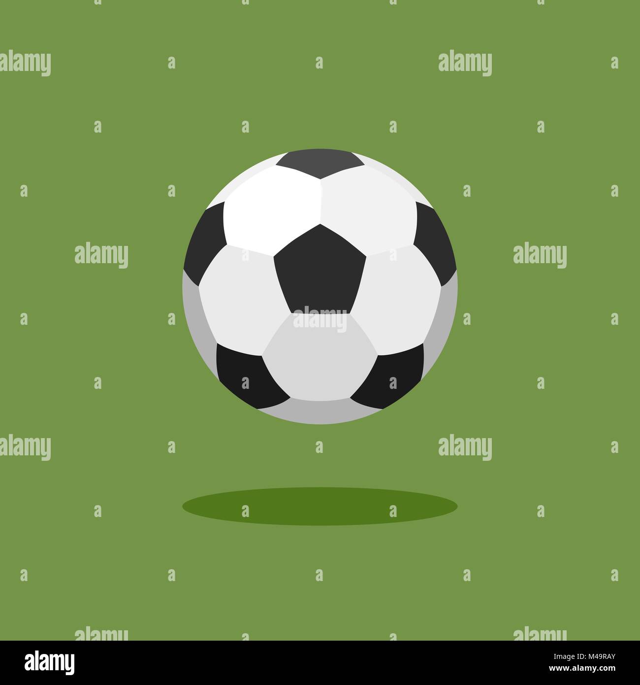 Classic soccer ball on green background. Flat vector illustration Stock