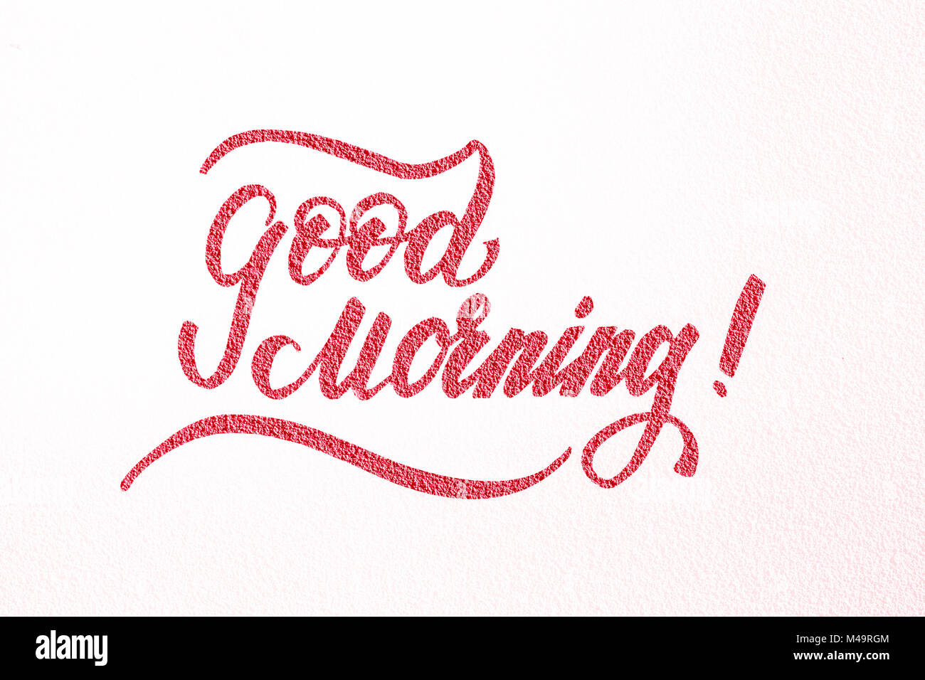 Good Morning ! Brush lettering hand written phrase design in red ...