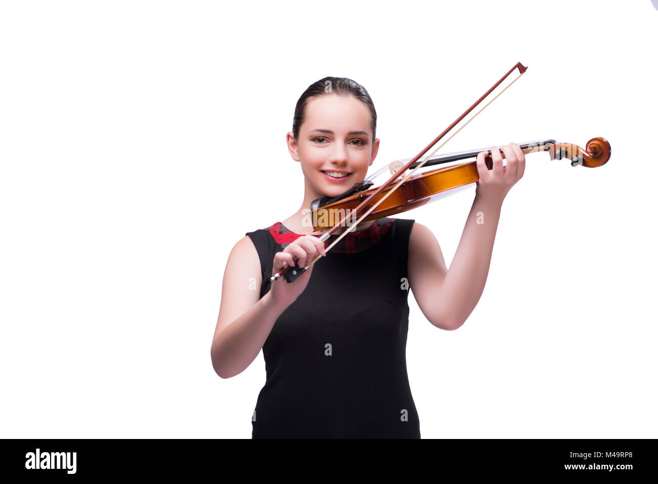 Elegant young violin player isolated on white Stock Photo Alamy