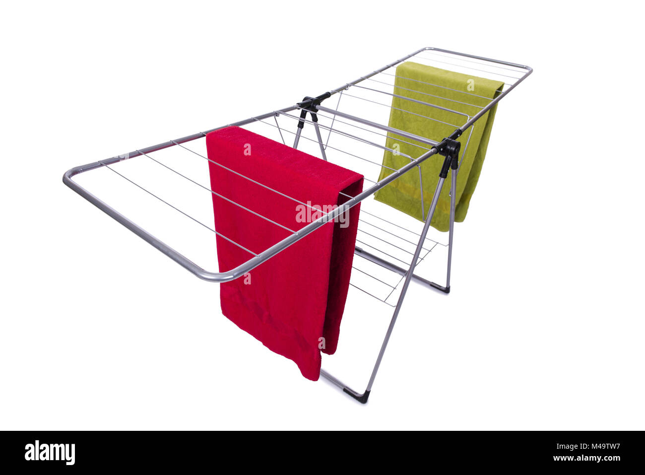 Collapsible clotheshorse isolated on the white background Stock Photo ...