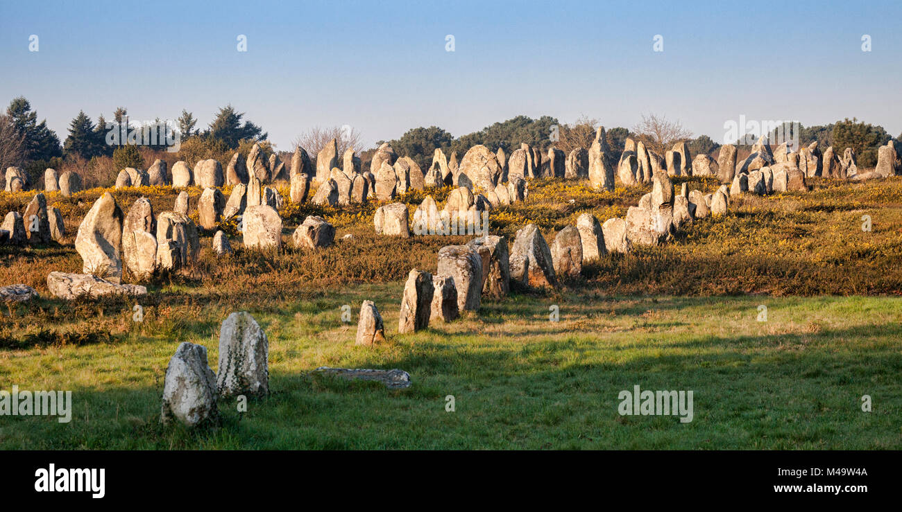 The alignments of Carnac, Brittany, France, a UNESCO World Heritage Site. Stock Photo