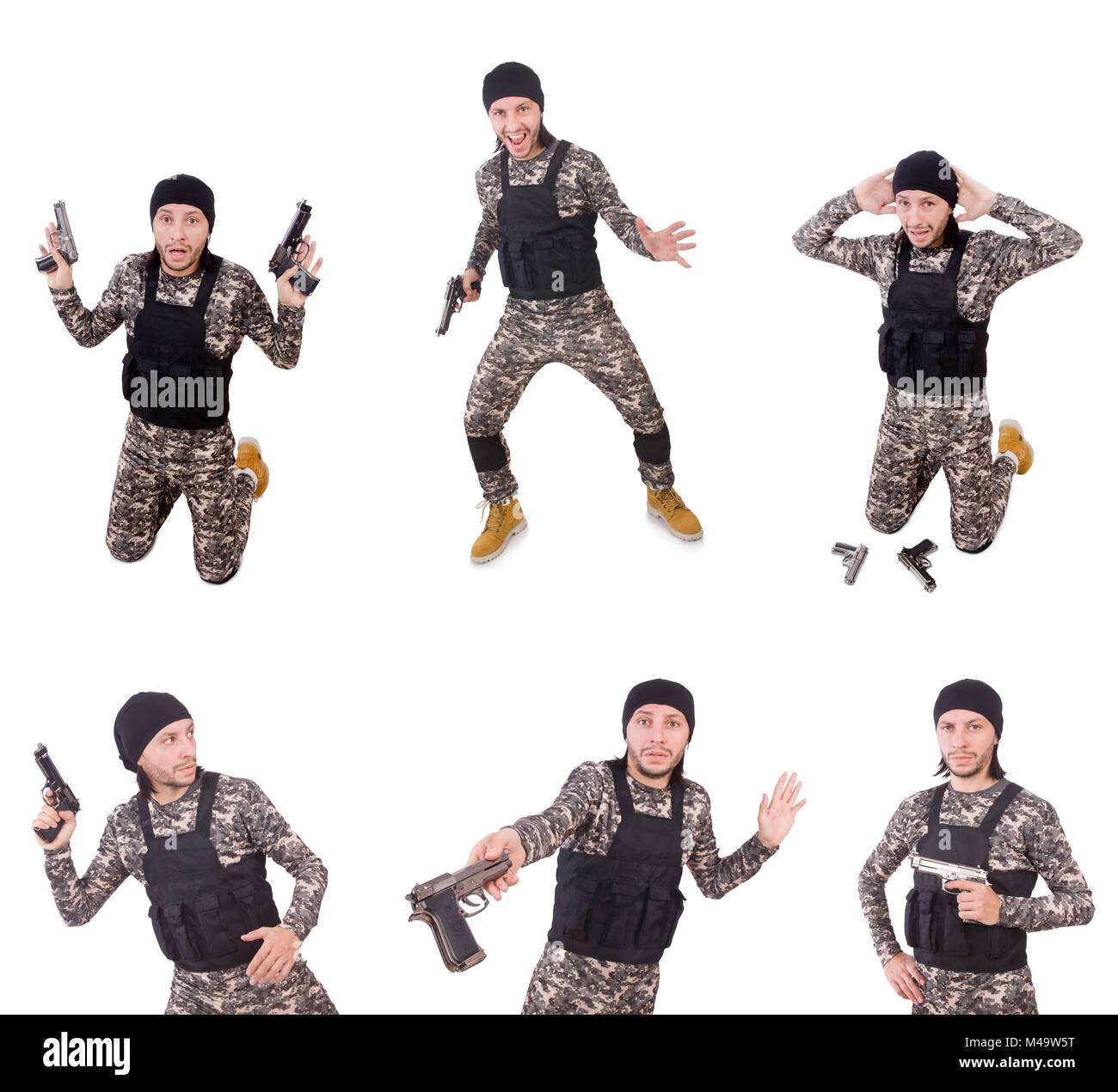 Soldier with gun isolated on white Stock Photo - Alamy