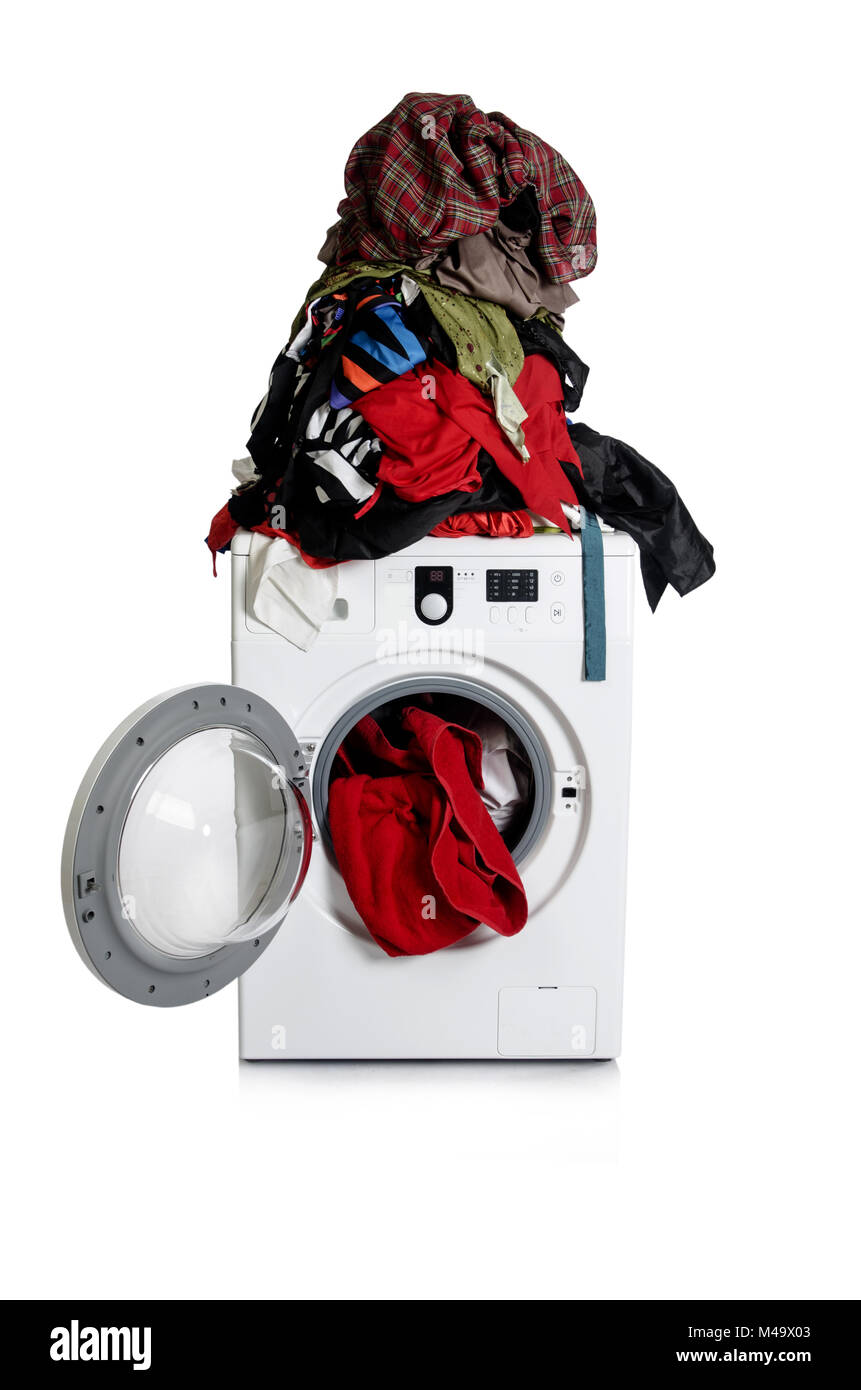 Washing machine isolated on white background Stock Photo - Alamy
