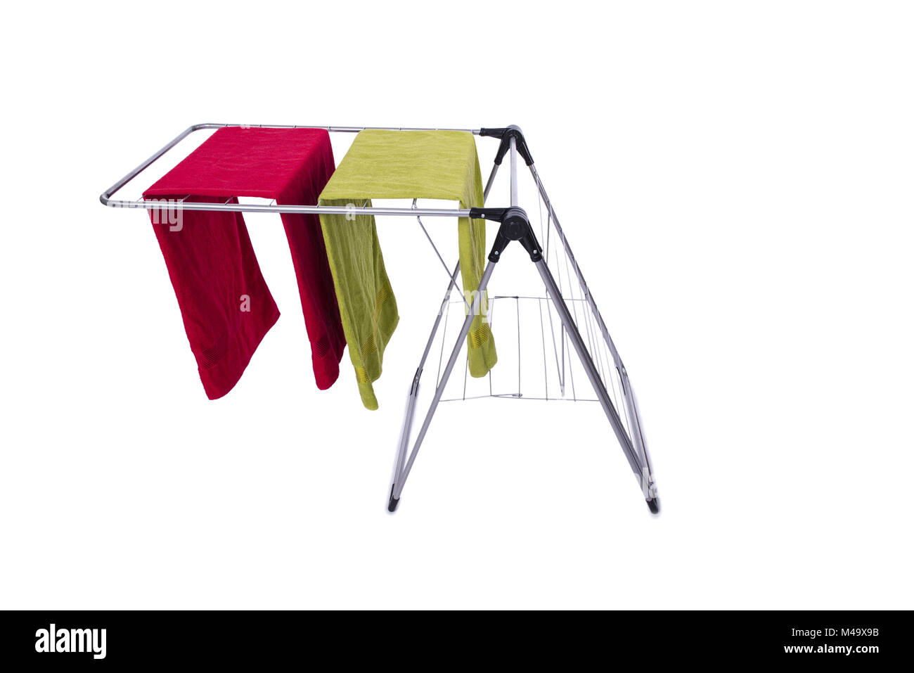 Collapsible clotheshorse isolated on the white background Stock Photo ...