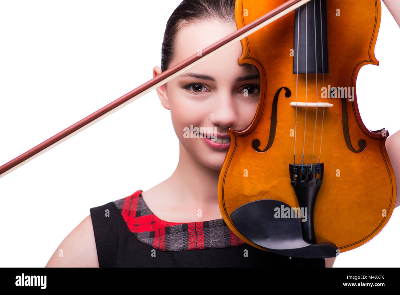 Elegant young violin player isolated on white Stock Photo Alamy