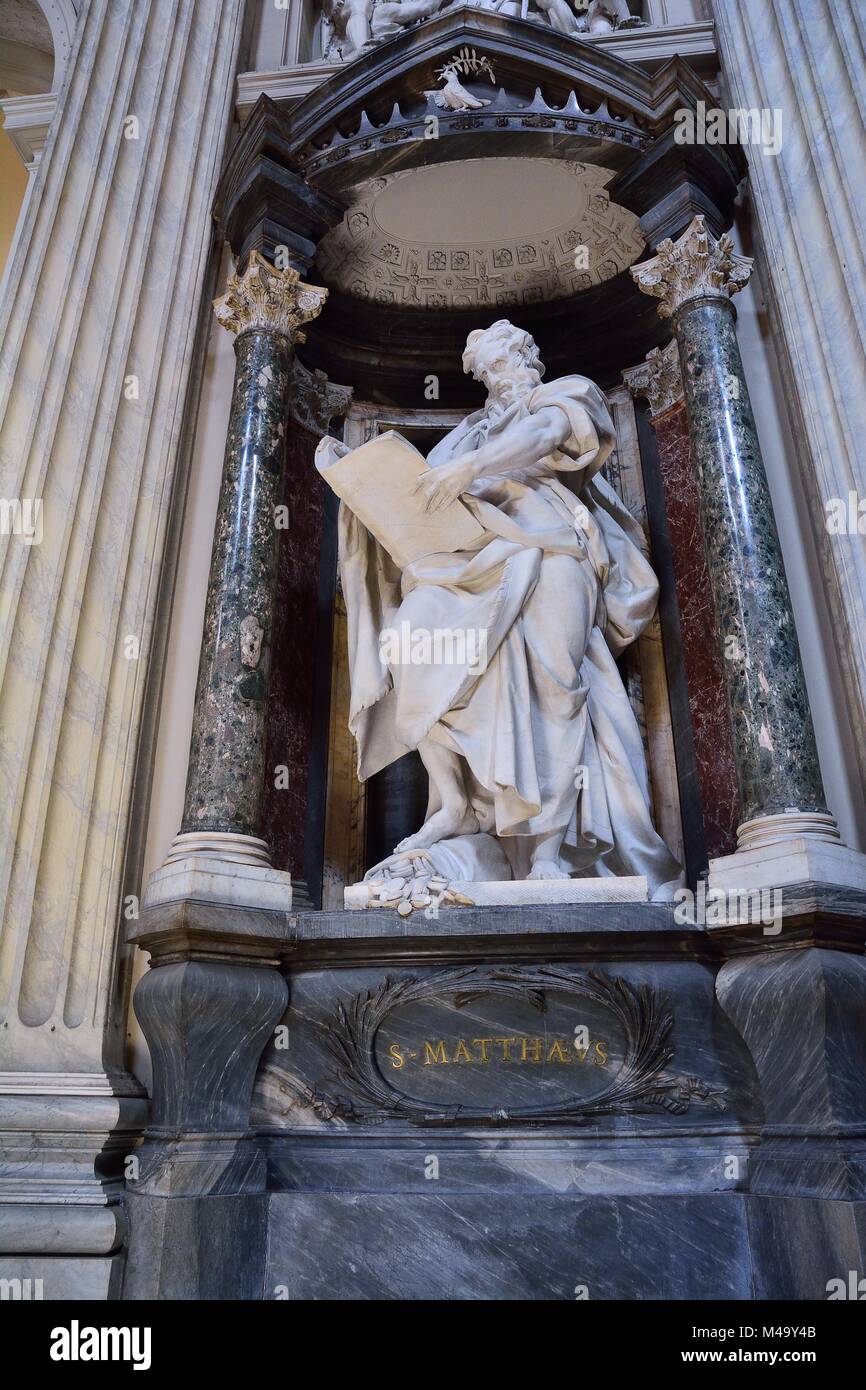 The statue of St. Matthew by Rusconi in the Archbasilica St.John Lateran, San Giovanni in Laterano, in Rome. Stock Photo