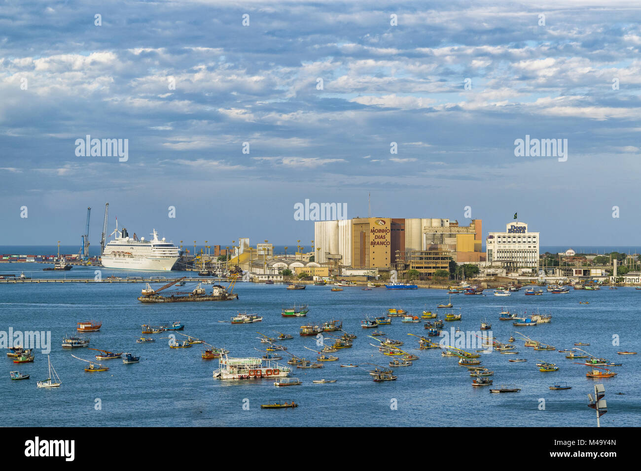 Group of Commercial Ships in the Coast of Fortaleza Brazil Stock Photo