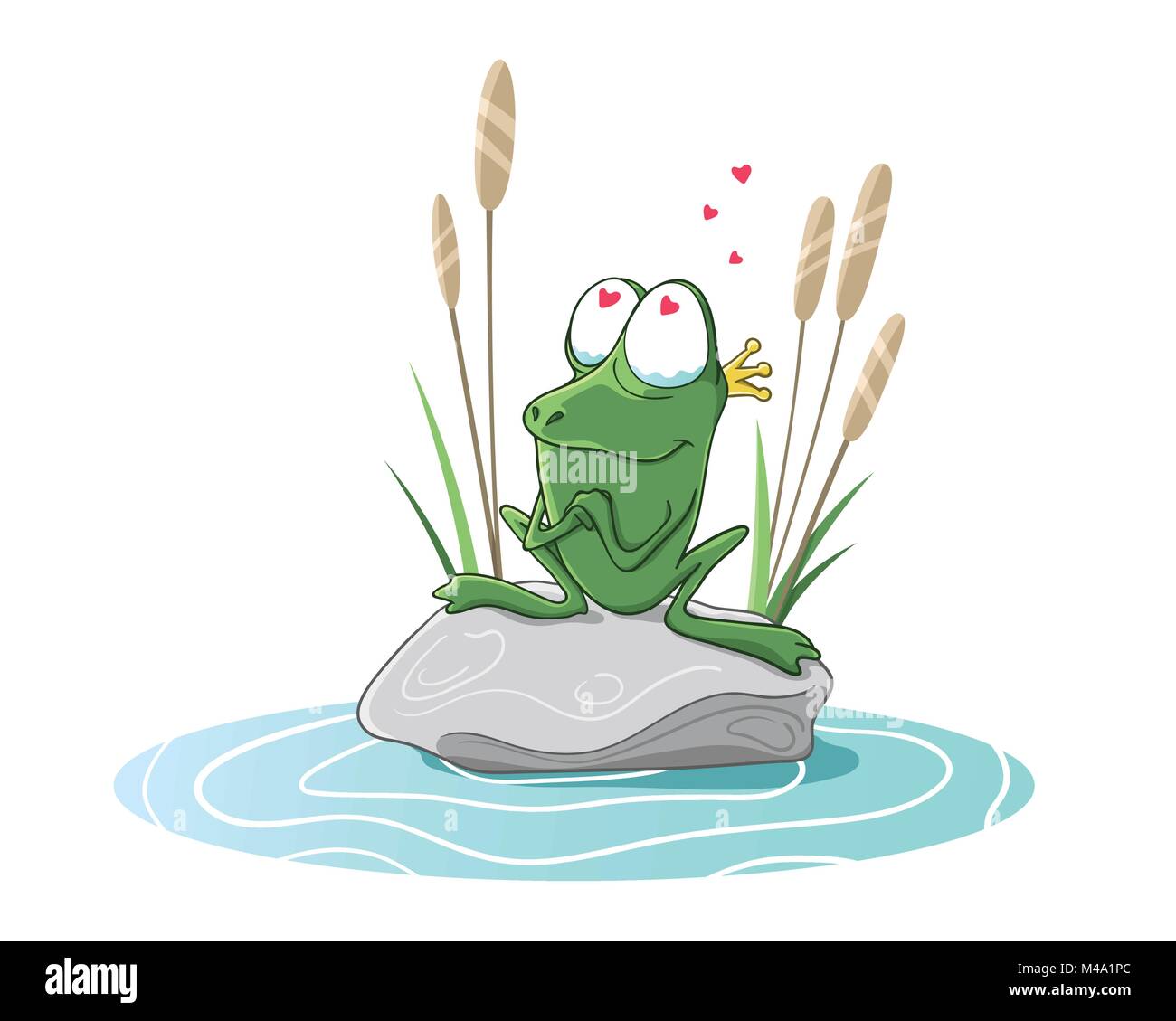 It's a small frog waiting for a kiss in order to become a prince Stock Vector