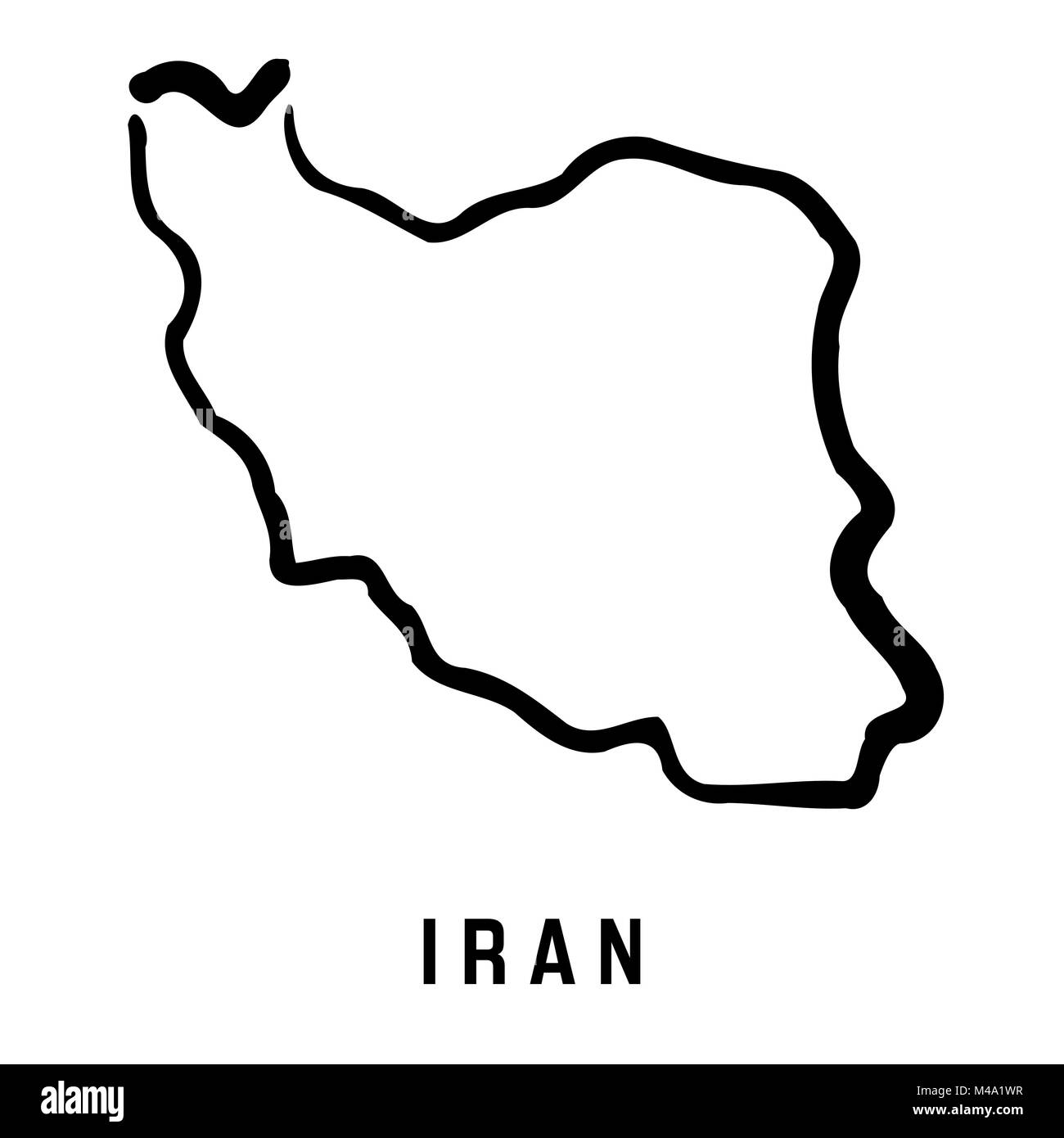 Iran simple map outline - smooth simplified country shape map vector. Stock Vector