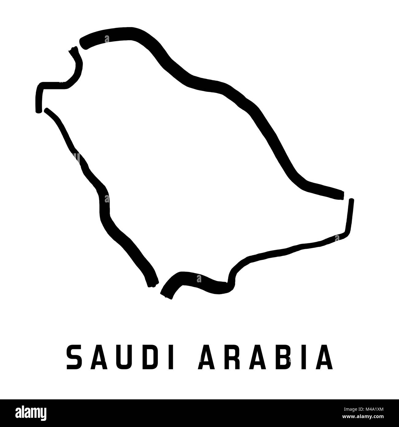 Saudi Arabia simple map outline - smooth simplified country shape map vector. Stock Vector