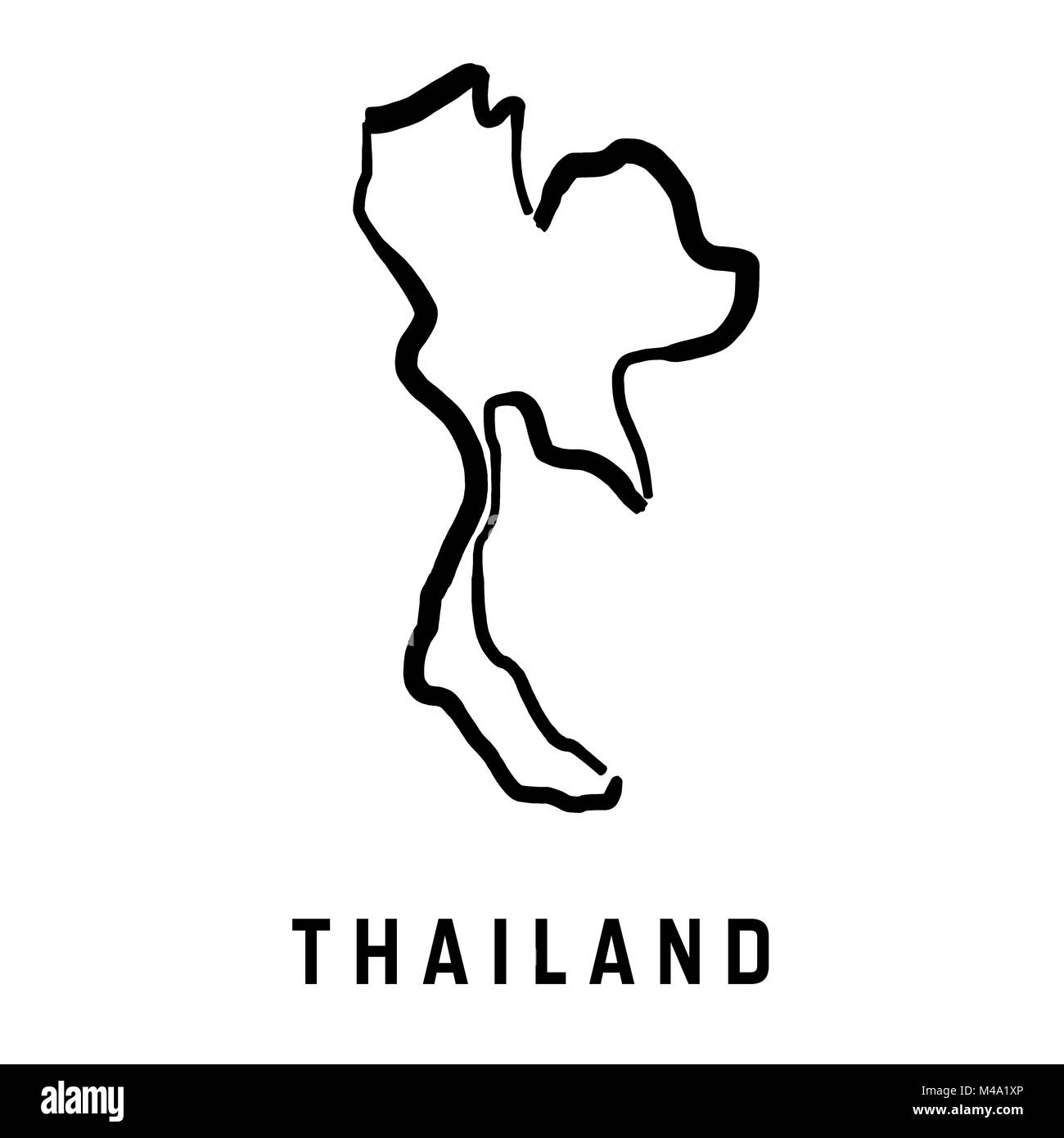 Thailand Simple Map Outline Smooth Simplified Country Shape Map Thailand Simple Map Outline Smooth Simplified Country Shape Map