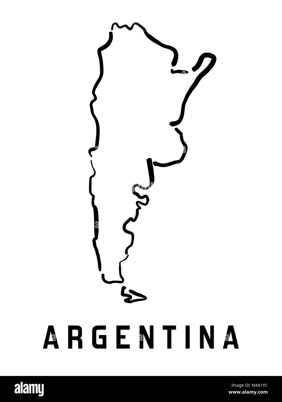 Argentina map outline - smooth simplified country shape map vector. Stock Vector