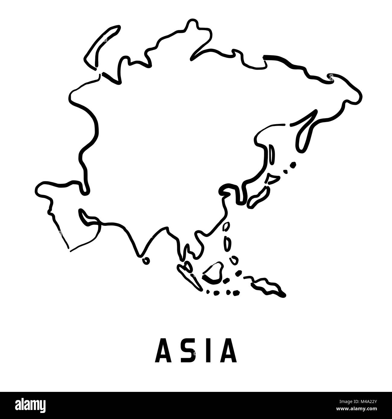 Blank Political Outline Map Of Asia Continent Vector Illustration Images