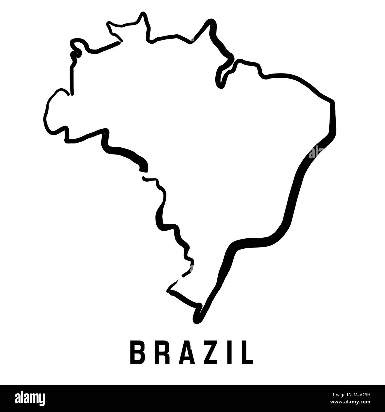 Brazil map outline smooth simplified country shape map vector Stock