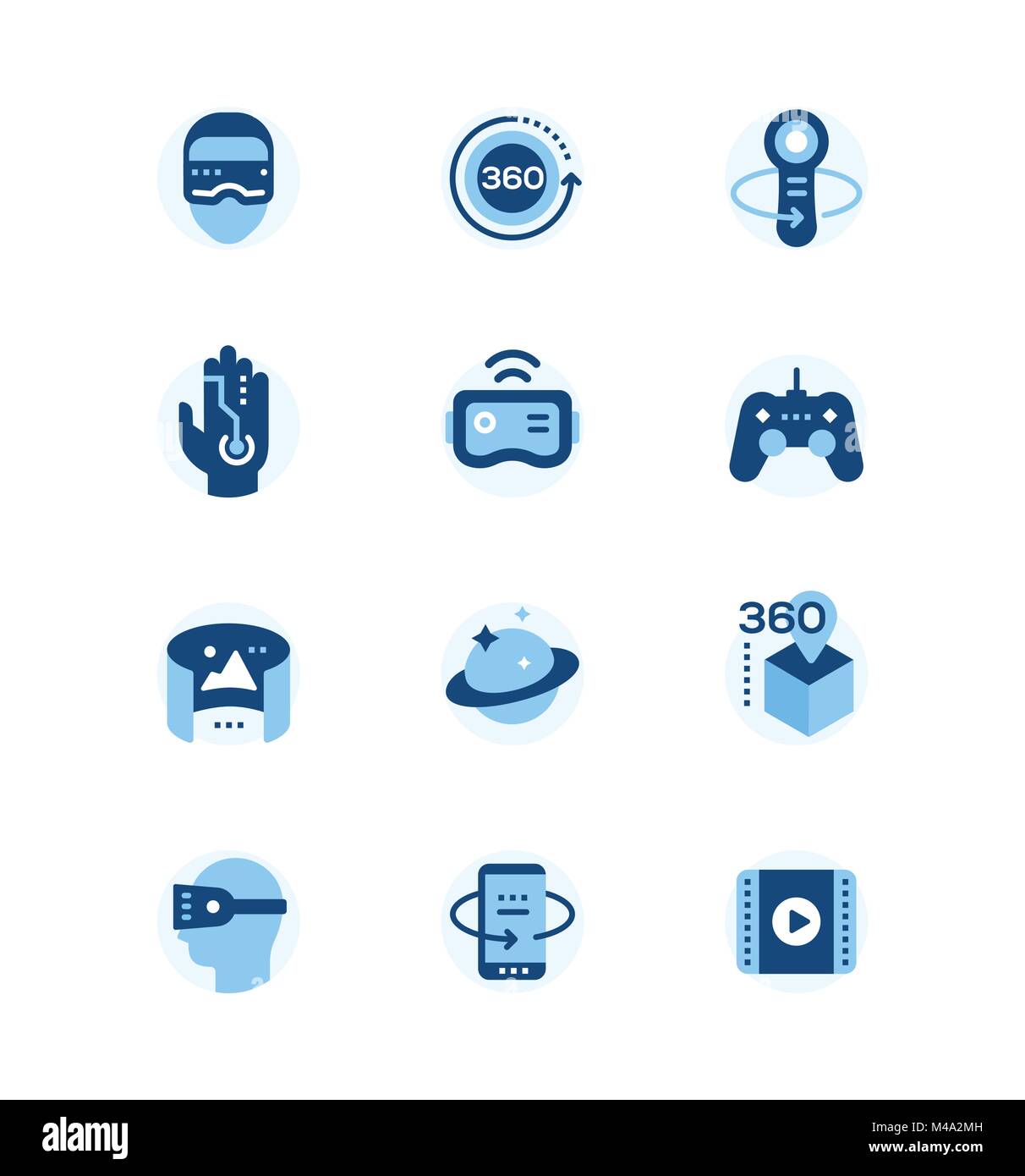 Virtual reality - set of flat design style icons Stock Vector Image ...