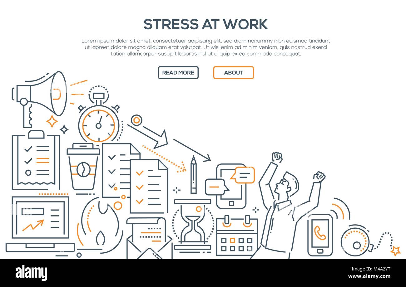 Stress at work - modern line design style illustration Stock Vector