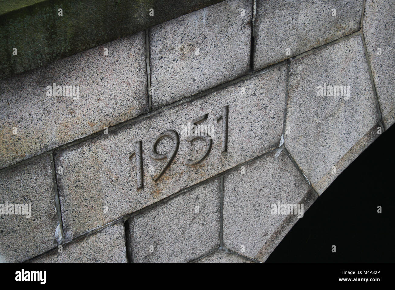 1951 carved in stone Stock Photo